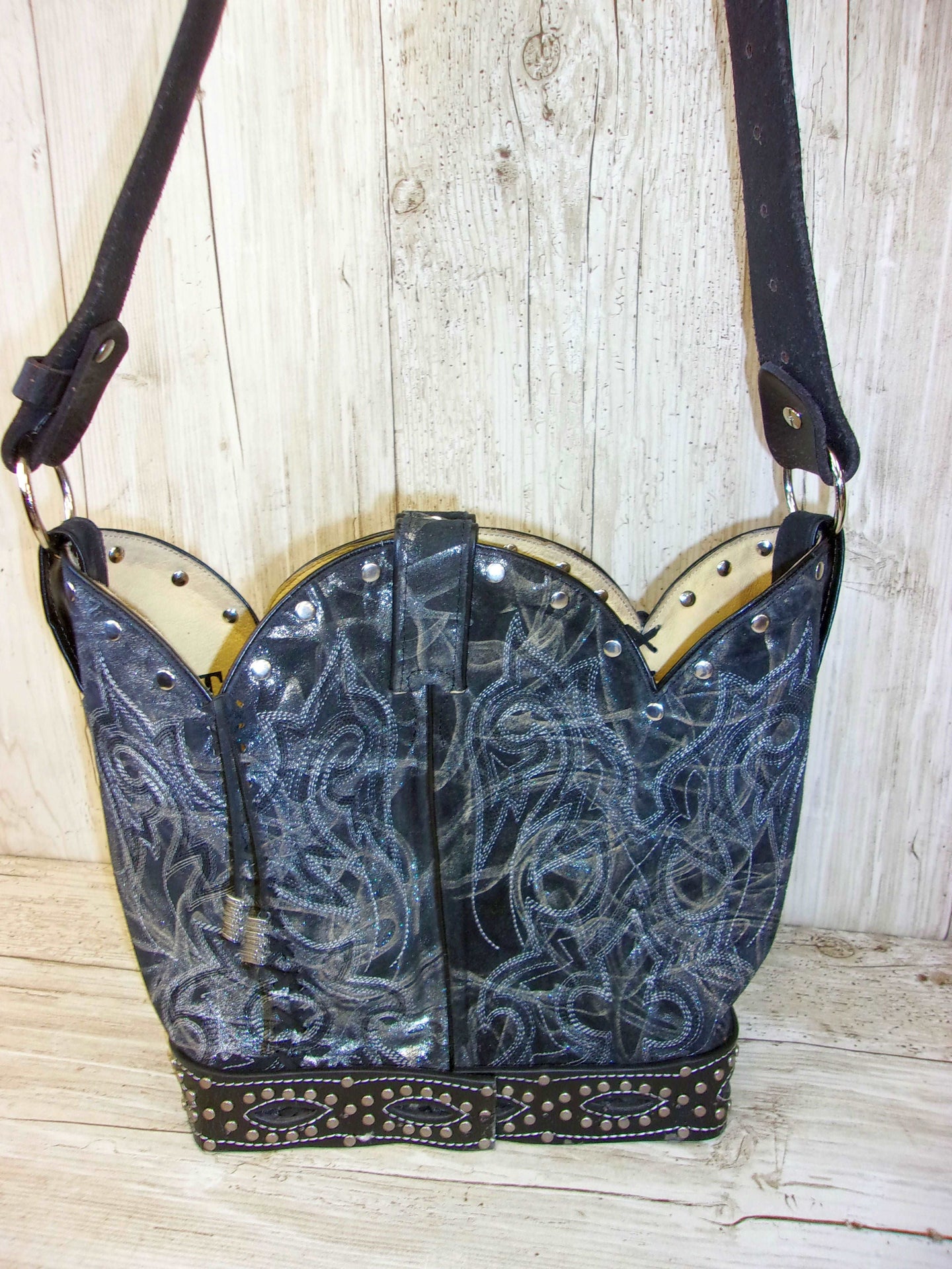 Bucket Bag Cowboy Boot Purse BK122 handcrafted from cowboy boots. Shop all unique leather western handbags, purses and totes at Chris Thompson Bags